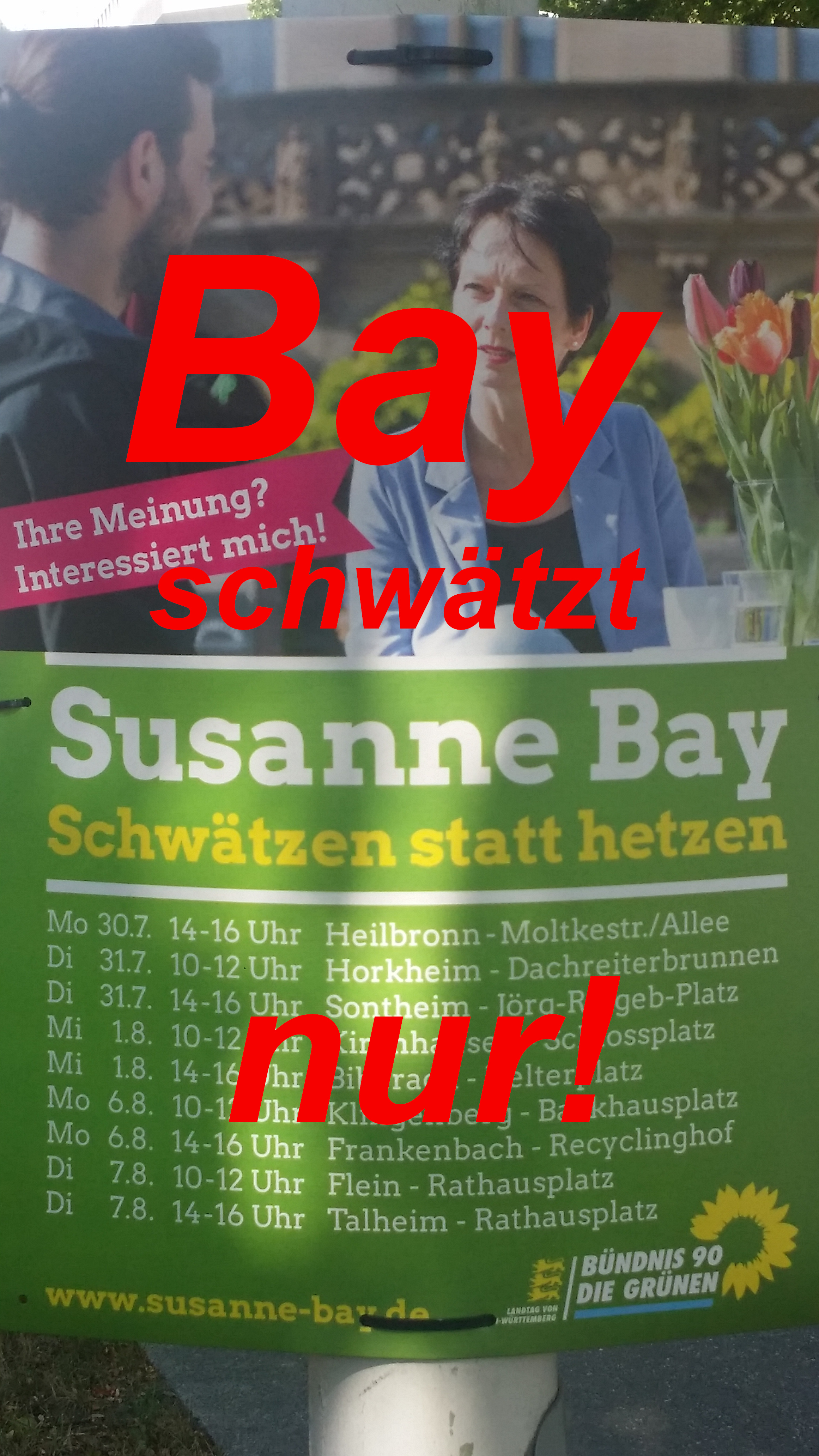 (Erneut) Am Pranger im Monat August 2018: Susanne Bay – unsägliche, direkt gewählte Grünen-Landtagsabgeordnete für den Wahlkreis Heilbronn