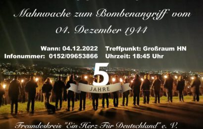 4. Dezember 2022: Mahnwache eingedenk der Zerstörung Heilbronns vor 78 Jahren