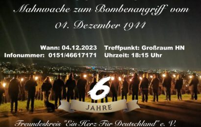 4. Dezember 2023: Sechste Mahnwache in Erinnerung an den Aliierten Bombenterror